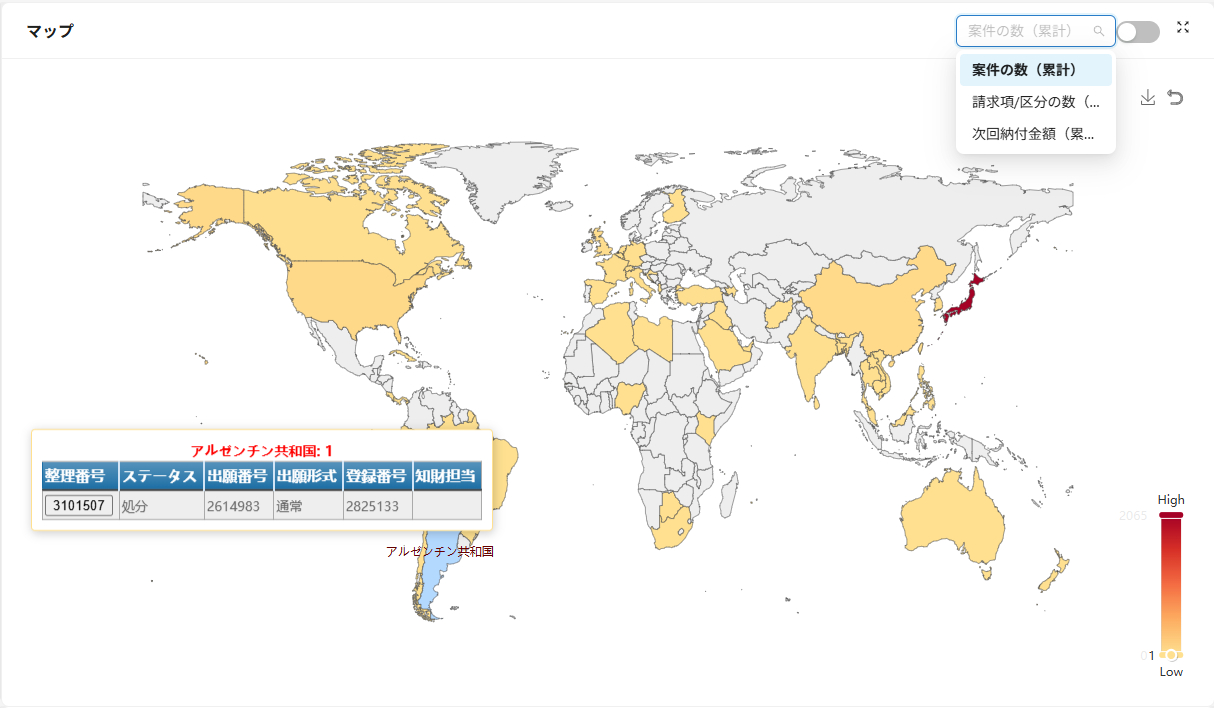 IP Compassデータの可視化機能 - ヒートマップ