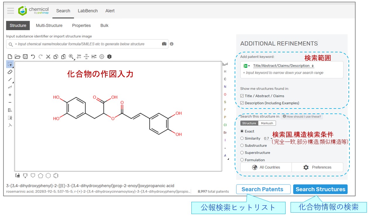 化合物特許検索モジュール Patsnap Chemical 中央光学出版株式会社